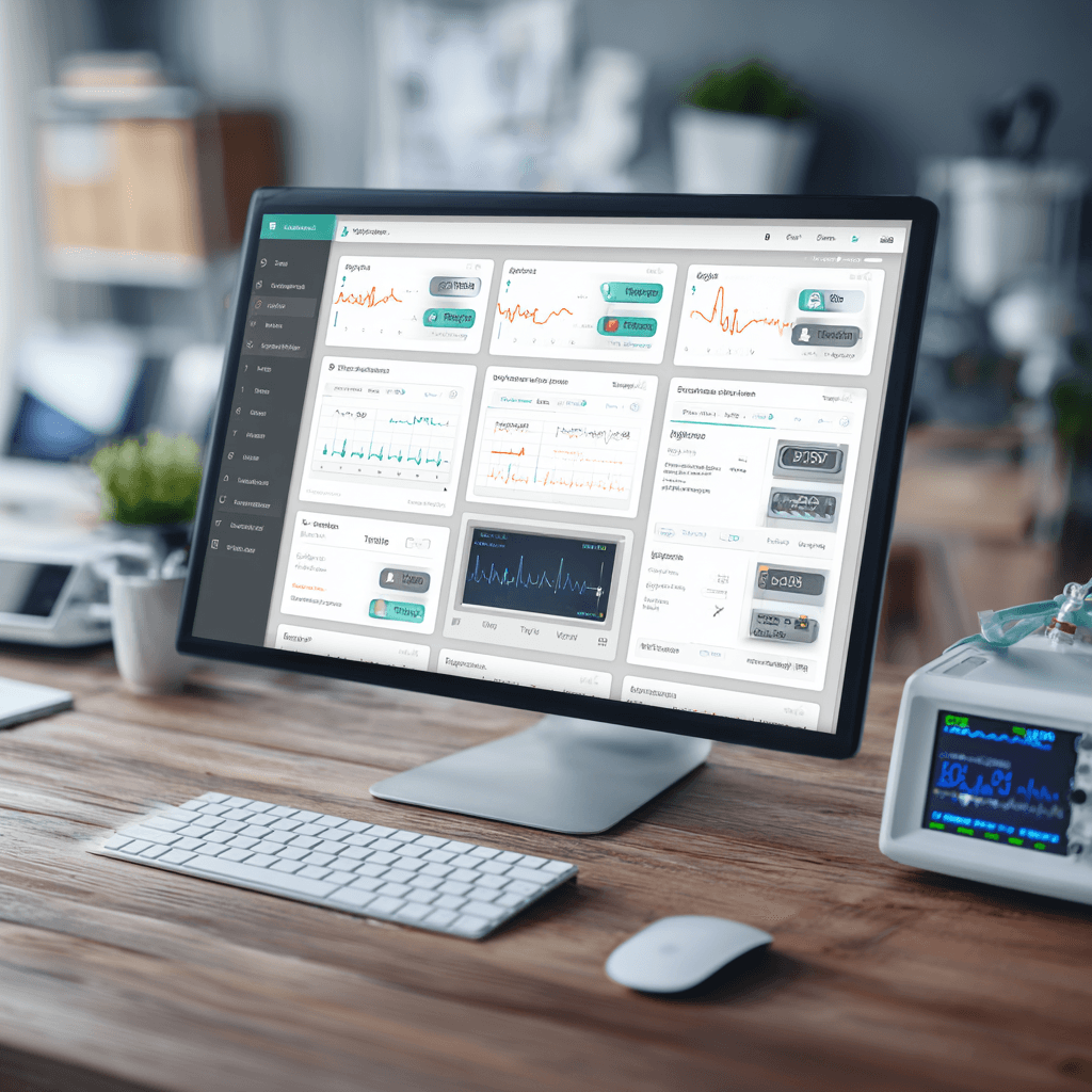 Cybersecurity dashboard showing real-time medical device monitoring and threat detection
